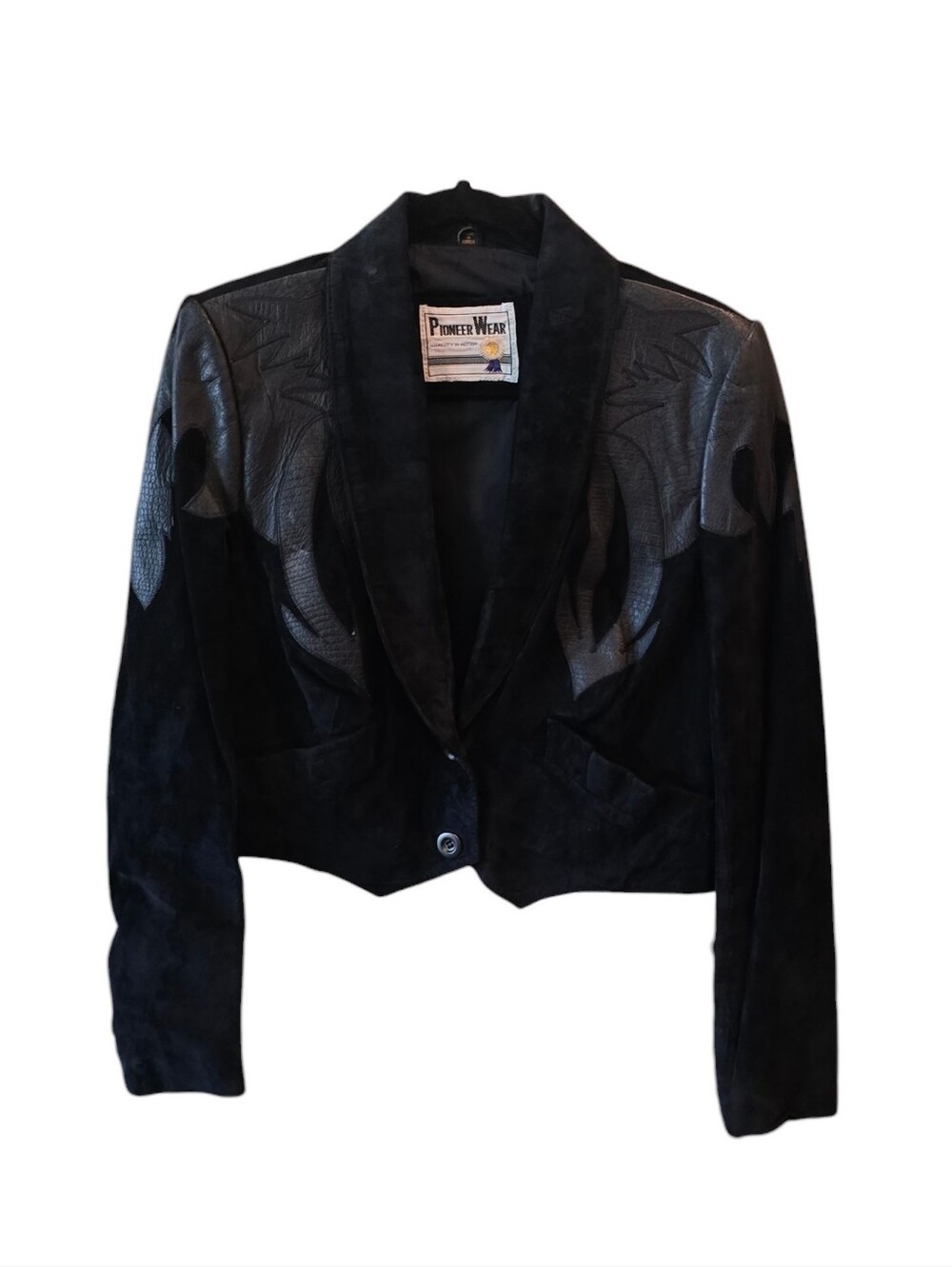 PIONEER WEAR Vintage Leather & Side Fringe Cropped Western Jacket